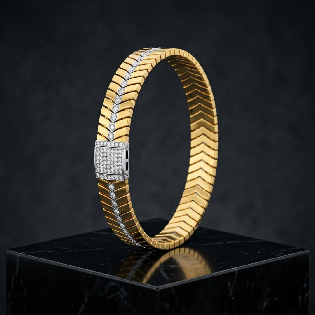 Herringbone Gold Pavé Bracelet