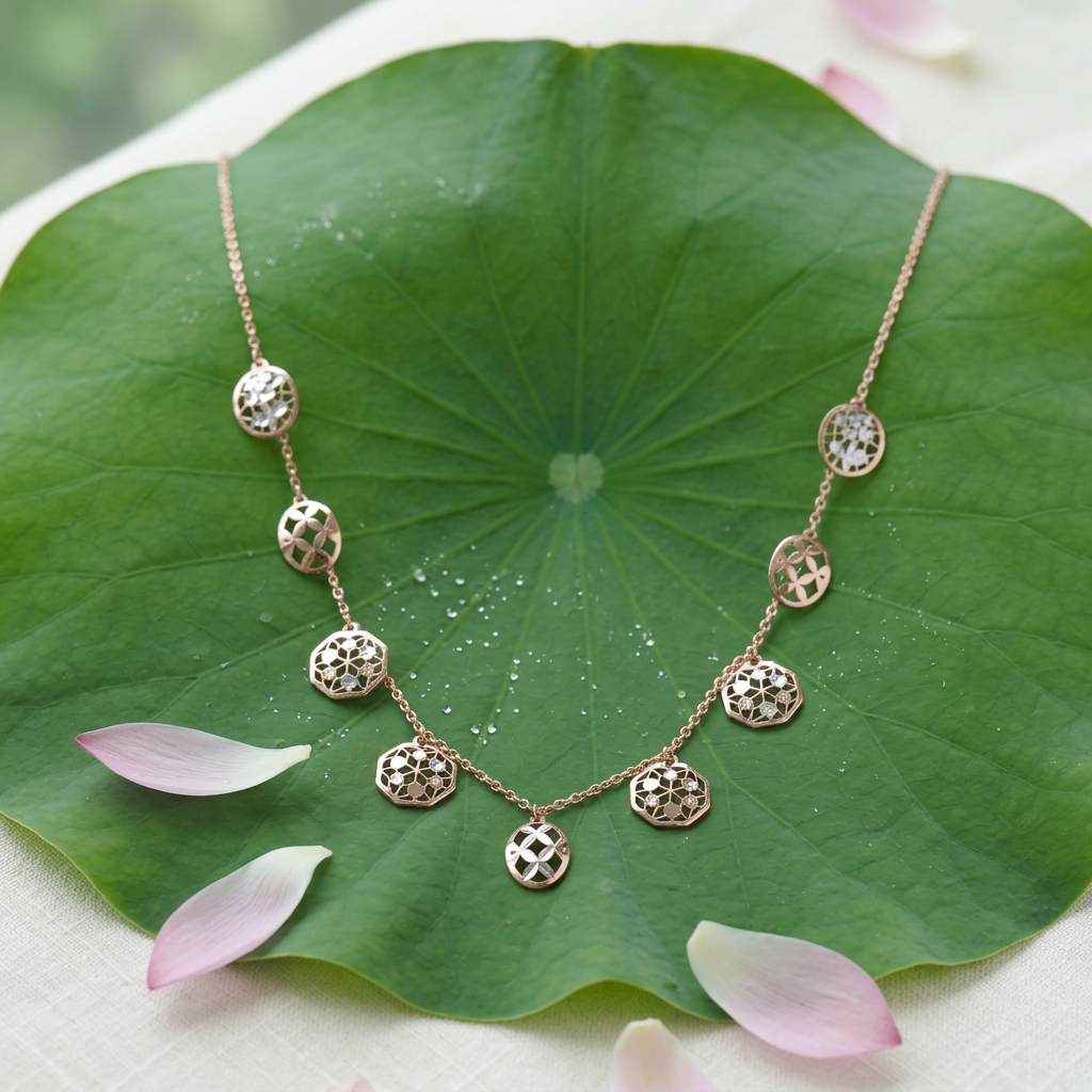 Luna Petal Disc Charm Necklace