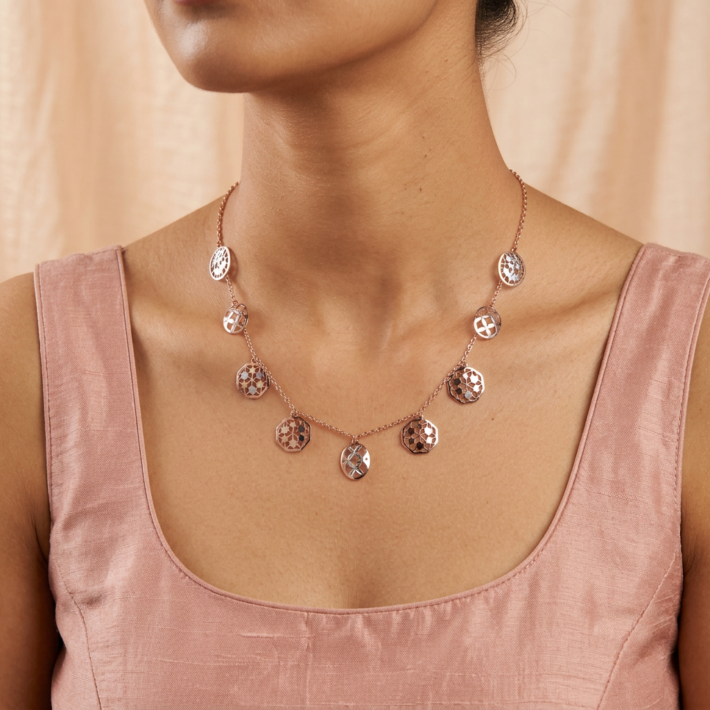 Luna Petal Disc Charm Necklace