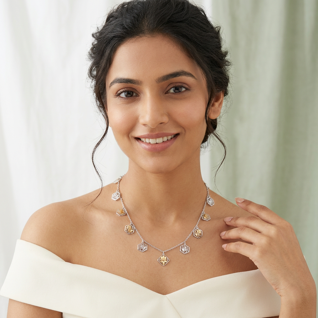 Meera Honeycomb Charm Necklace