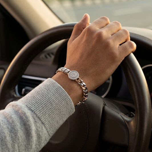 Orbit Pavé Disc Link Bracelet