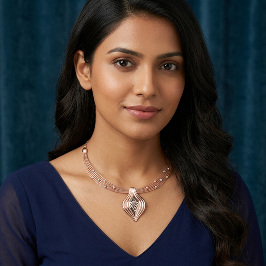 Padma Leaf Drop Collar Necklace