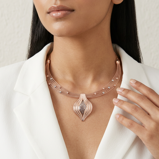 Padma Leaf Drop Collar Necklace