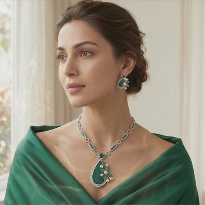 Malachite Bloom Necklace Set