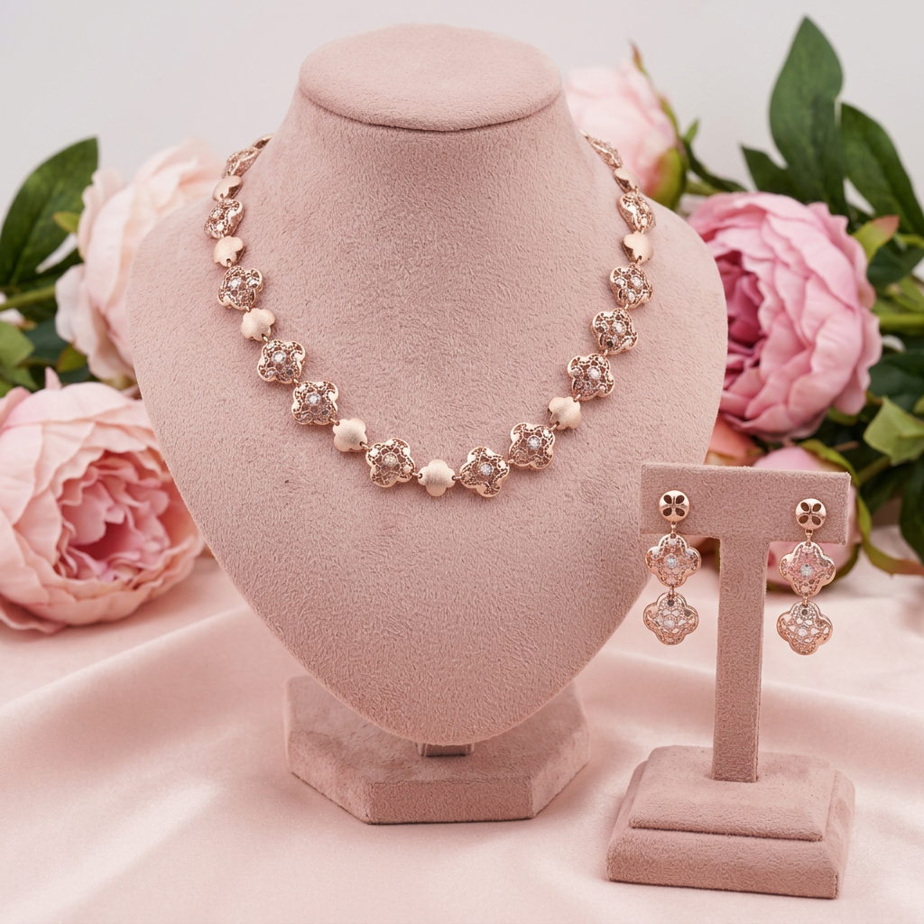Quatra Clover Link Necklace Set
