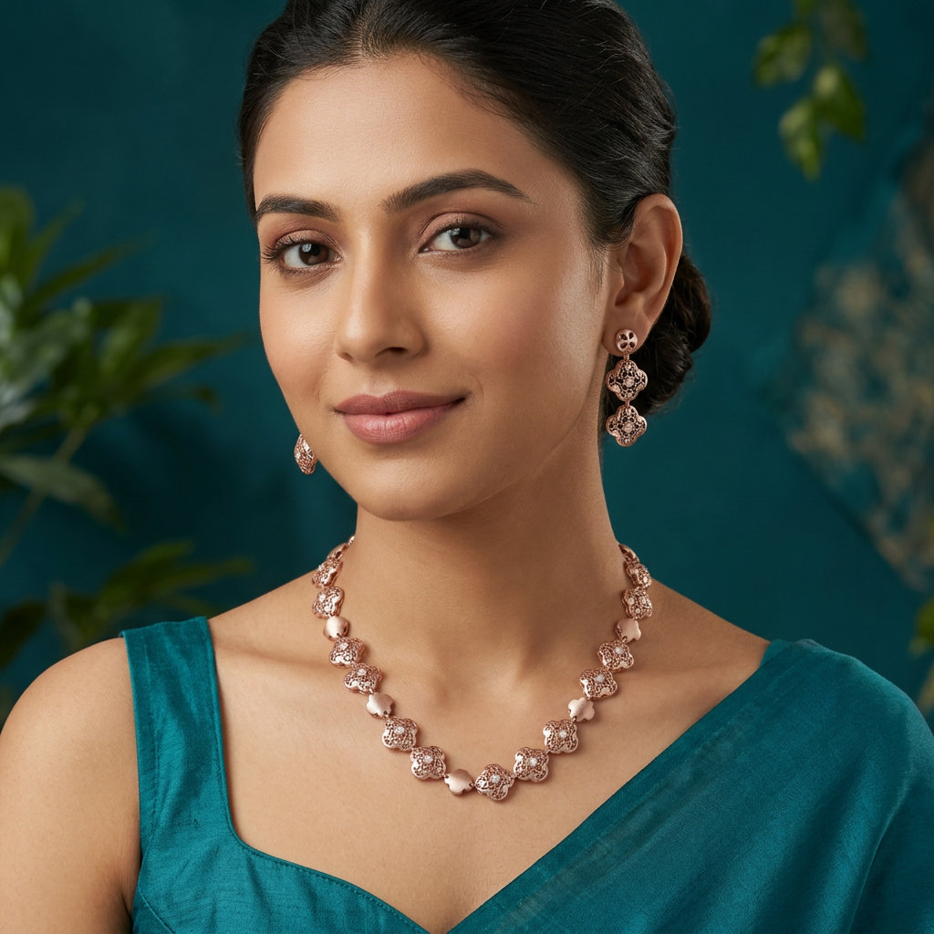 Quatra Clover Link Necklace Set