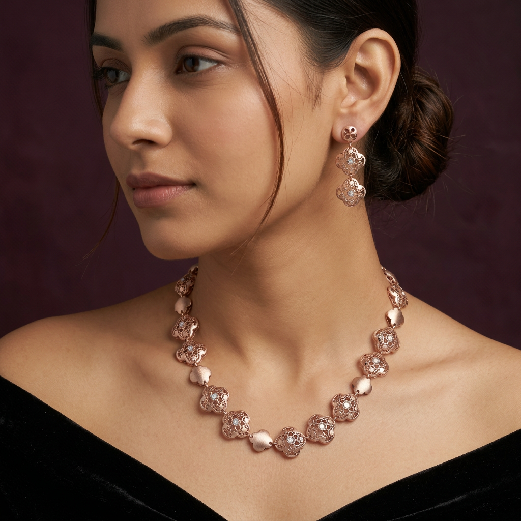 Quatra Clover Link Necklace Set