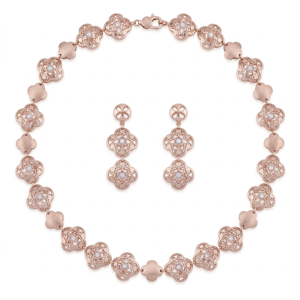 Quatra Clover Link Necklace Set