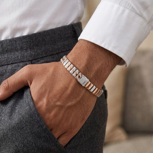 Stripe Pavé Bar Link Bracelet