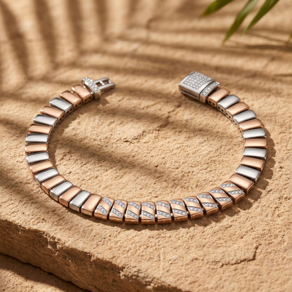 Stripe Pavé Bar Link Bracelet