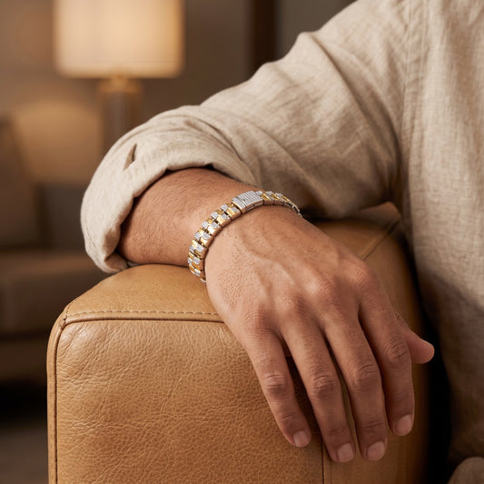 Triple Row Gold Brick Bracelet
