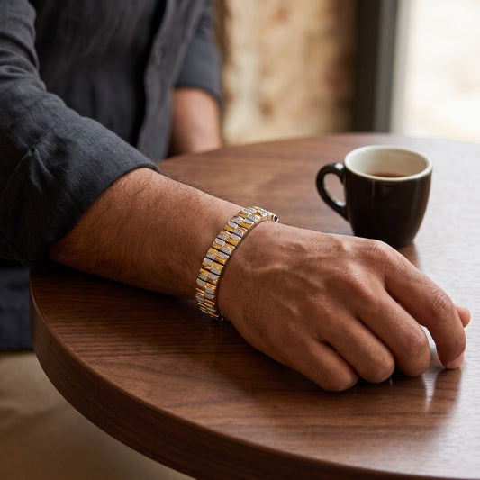 Triple Row Gold Brick Bracelet