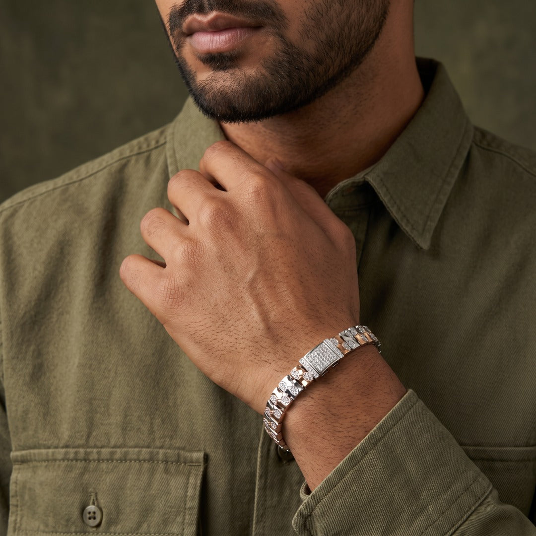 Twin Bloom Pavé Link Bracelet