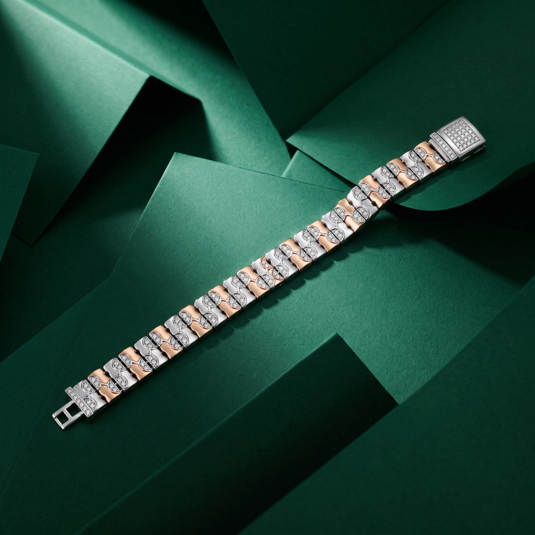 Twin Bloom Pavé Link Bracelet